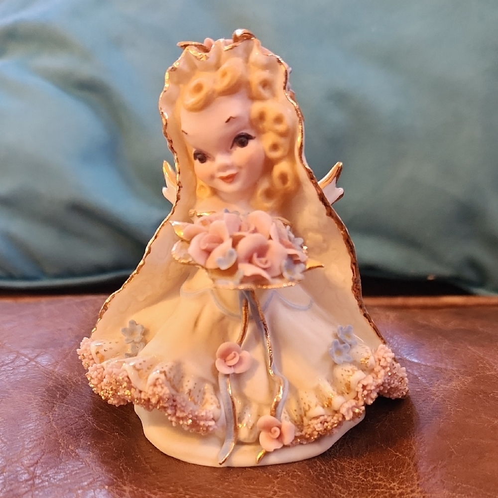 Rare Robyn Sikking Original Vintage Ceramic Angel Bride Napco Lefton